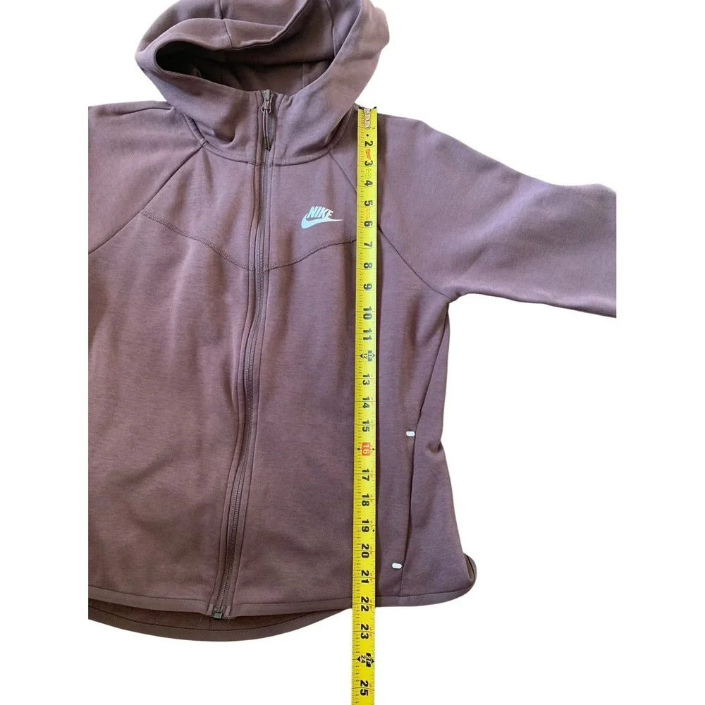 Nike Tech Fleece Hoodie Women Size M Mauve Brown Full Zip Jacket Athleisure Core